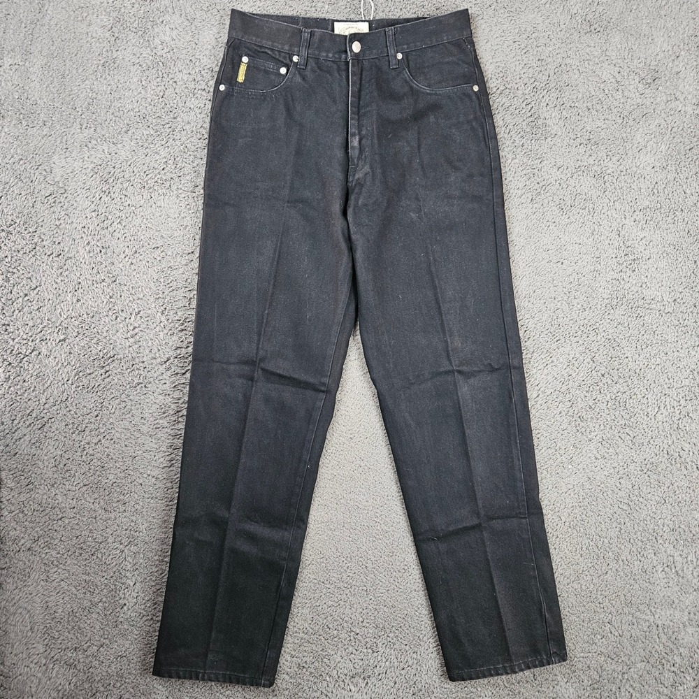 Vintage Armani Jeans Mens 32 Black Straight Leg Eco-Wash Denim Made in Italy